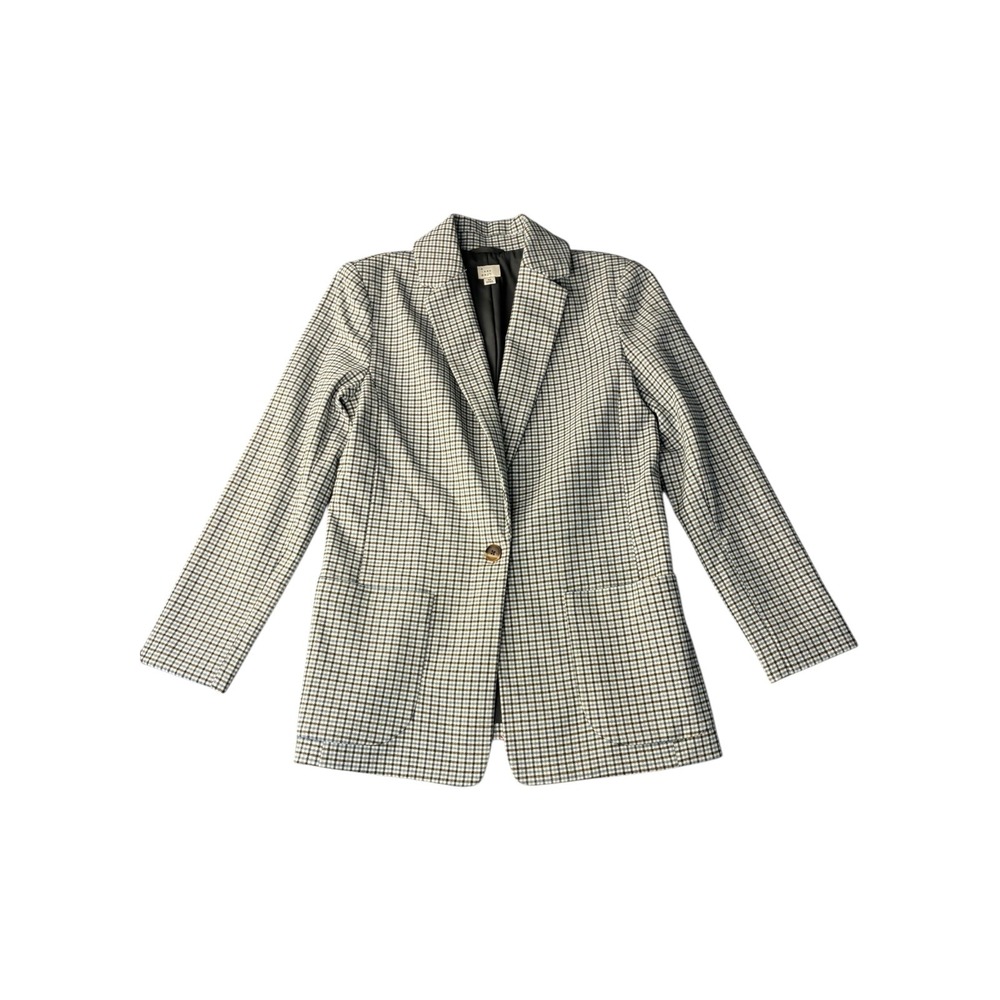 A New Day‎ Plaid Blazer Jacket Women's XS Black White Blue Single Button LS